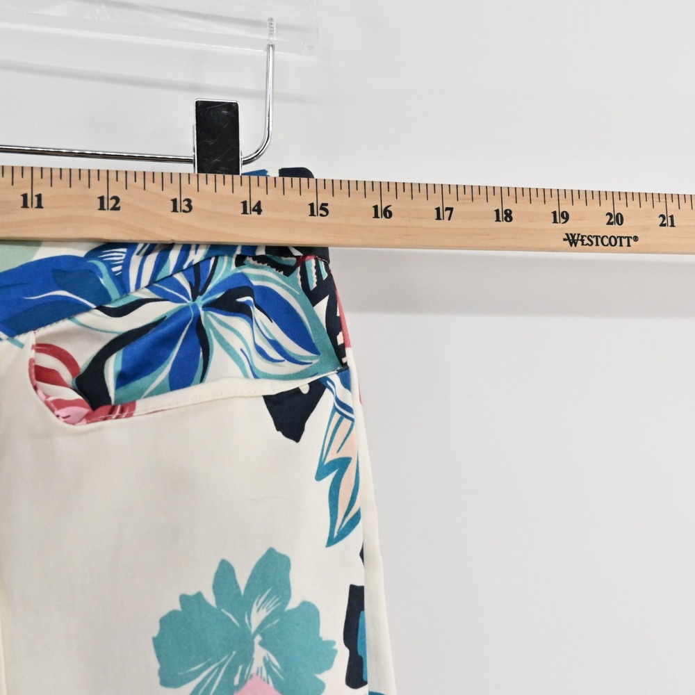 Alexis Kamilla Floral Flare Pants Womens Size M Ivory Blue Pink Cotton Tropical - Picture 3 of 8